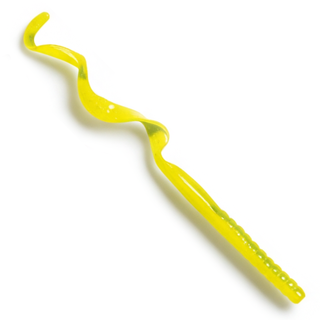 The Culprit Original Worm in Chartreuse Shad color on a white background