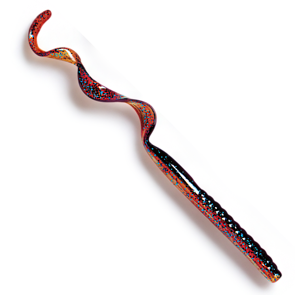 The Culprit Original Worm in Blue Moccasin Shad color on a white background