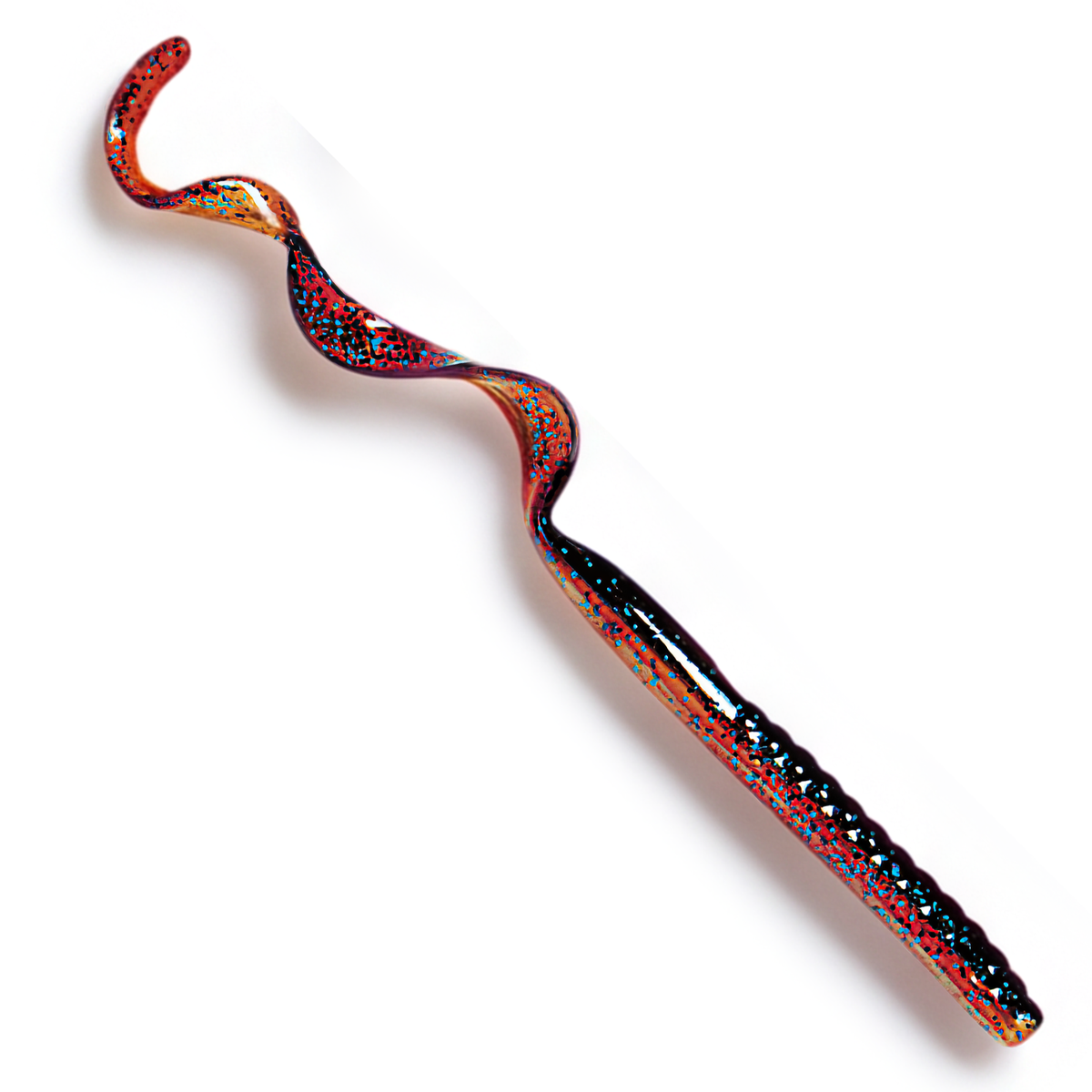 The Culprit Original Worm in Blue Moccasin Shad color on a white background
