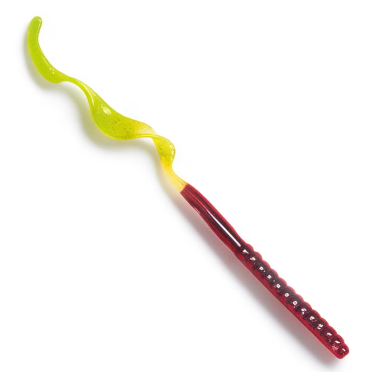 The Culprit Original Worm in Motor Oil Chartreuse Tail color on a white background