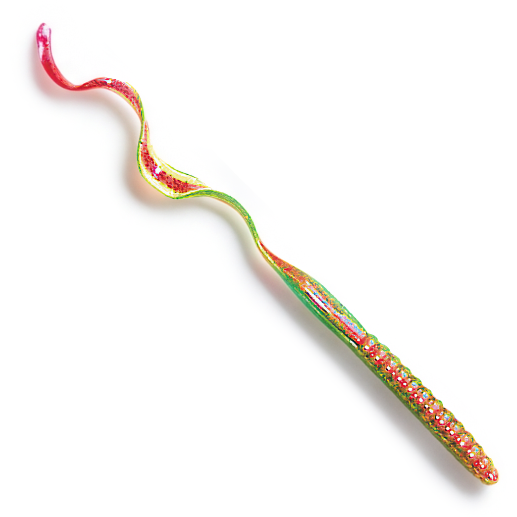 The Culprit Original Worm in Watermelon Red Flake Core color on a white background