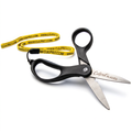 Black-handled Culprith Blades scissors with a yellow wrist strap printed with the brand name, shown on a white background.