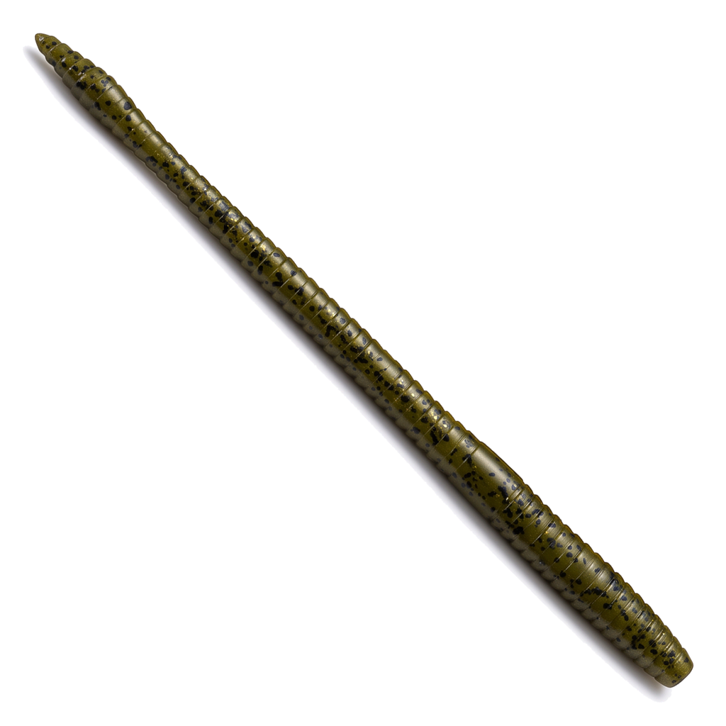 The Culprit T-Rex finesse bait in Green Pumpkin color on a white background