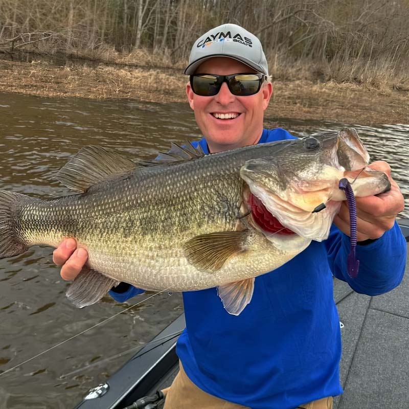 Dustin Wilks with a big bas caught on a Culprit Fast Vibe worm